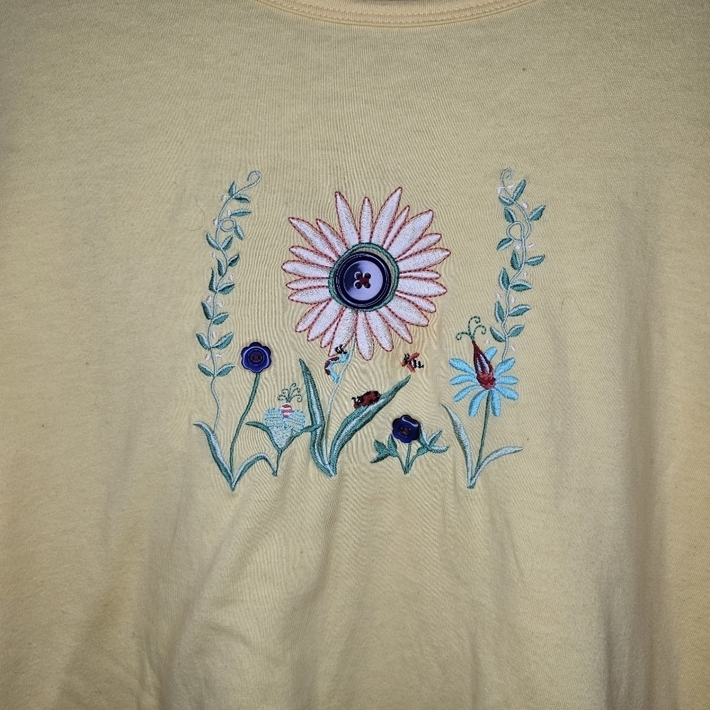 Extra Shenanigans Embroidered Floral 3/4 Tee Shirt Size 3X - Picture 5 of 6